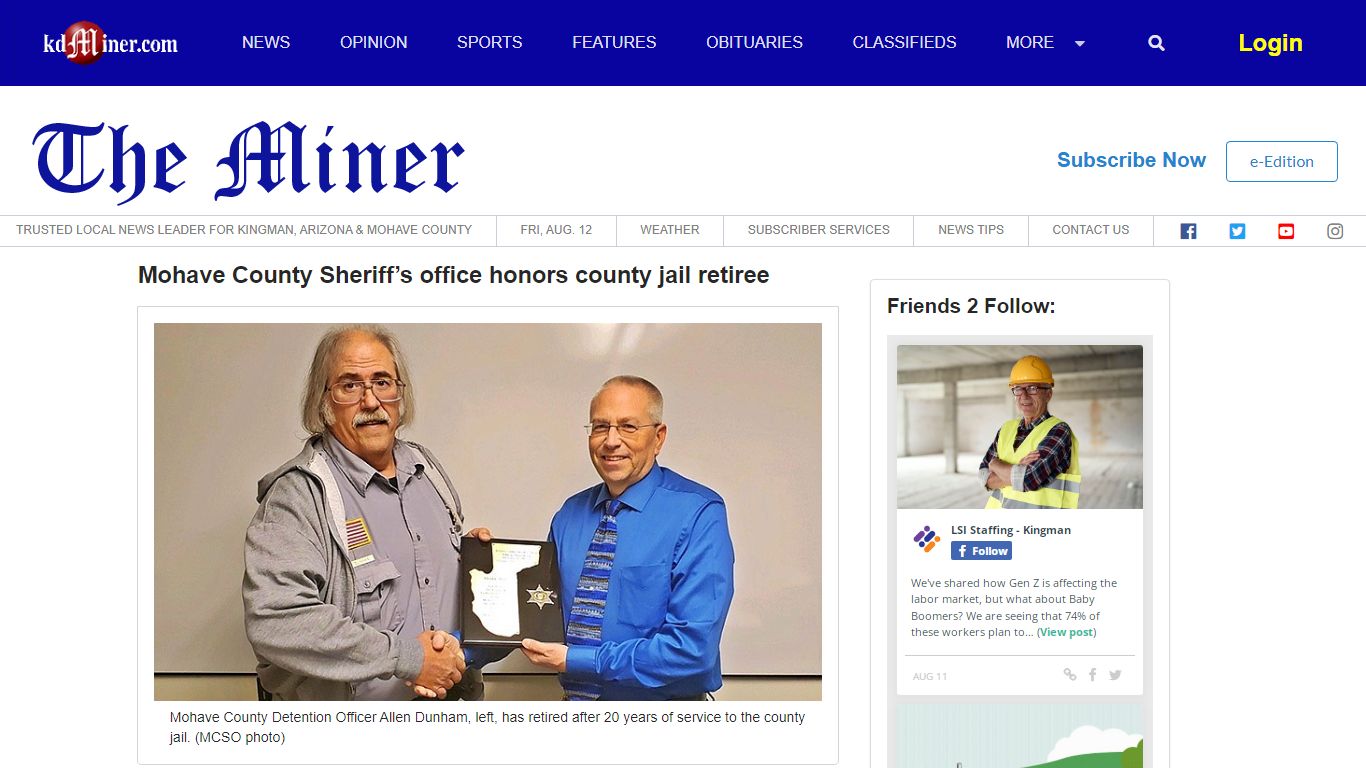 Mohave County Sheriff’s office honors county jail retiree ...